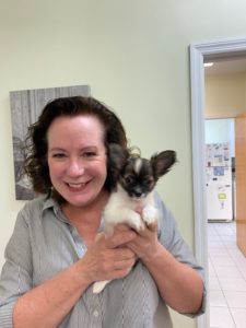 Dr. Mary Kirby with Kirby the chihuahua